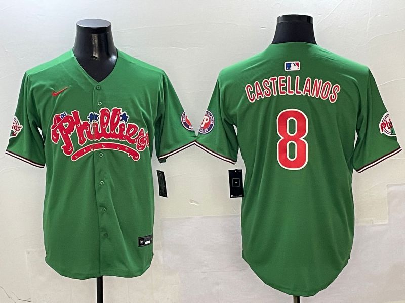 Men Philadelphia Phillies 8 Castellanos Green Fourth generation Joint Name Nike 2025 MLB Jersey style 1